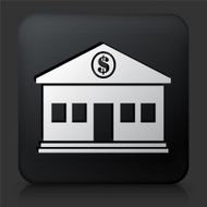 Black Square Button with Bank Icon N3