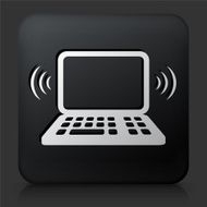 Black Square Button with Wi-Fi Laptop