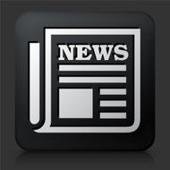 Black Square Button with News Paper Icon