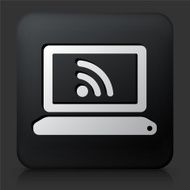 Black Square Button with Computer Icon N3