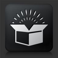 Black Square Button with Open Box Icon