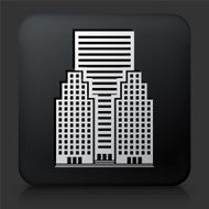 Black Square Button with Office Skyscrapers Icon N5