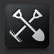 Black Square Button with Gardening Tools Icon N4