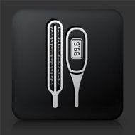Black Square Button with Thermometer Icon N3