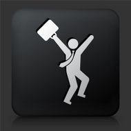 Black Square Button with Job Success Icon