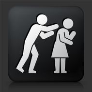 Black Square Button with Relationship Problems Icon N8