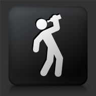 Black Square Button with Drinking Icon N9