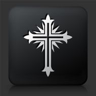 Black Square Button with Cross Icon