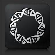 Black Square Button with DNA Icon N3