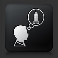 Black Square Button with Construction Building Icon N4