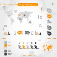 square orange infographics with icons