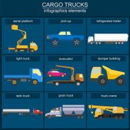 Set of elements cargo transportation trucks lorry N3