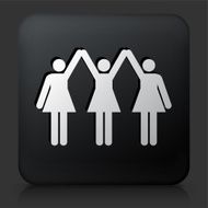 Black Square Button with Strong Women Standing