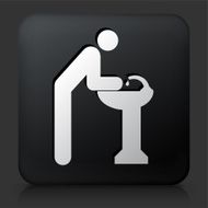 Black Square Button with Washing Hands Icon N3