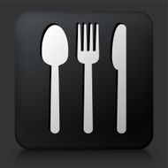 Black Square Button with Silverware Icon