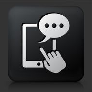 Black Square Button with Tablet Communication Icon