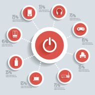 Media and technology info graphic design red version clean vector