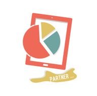 Partner on tablet symbol white background
