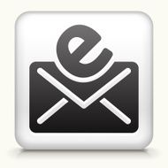 White Square Button with Email Letter Icon