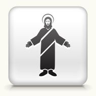 White Square Button with Jesus Christ Icon
