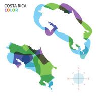 Abstract vector color map of Costa Rica with transparent paint