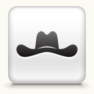 White Square Button with Cowboy Hat Icon