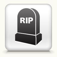 White Square Button with RIP Tombstone