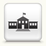 White Square Button with School Building Icon N2