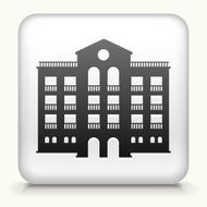 White Square Button with Building Icon N5