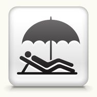White Square Button with Relaxing Stick Figure
