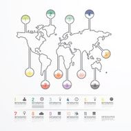 world business diagram line style template N4