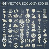 Environment ecology icon set Environmental risks ecosystem N5