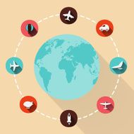 Paper clipped sticker globe transport Set N4