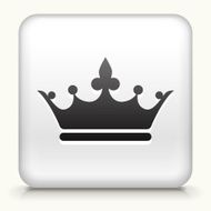 White Square Button With Crown Silhouette Icon