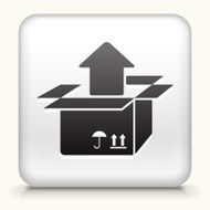 White Square Button with Box Output Icon