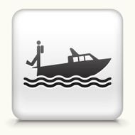 White Square Button with Diving Off a Boat Icon