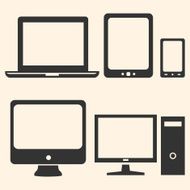 Vector Set of Digital Devices Icons Laptop Tablet Mobile PC N3