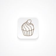 Modern Flat Rounded Square icon With Shadow And Cupcake N9