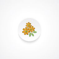 Modern Flat Round icon With Shadow And Yellow Daisies