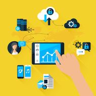 Concept mobile devices connected onto a cloud data storage N3