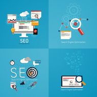 Flat concept of seo process-