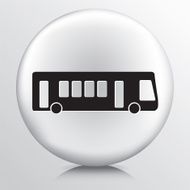 Round White Icon With Silhouette City Bus