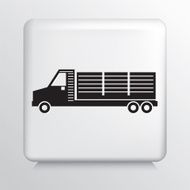 Square White Icon With Silhouette Logistics Transport Truck