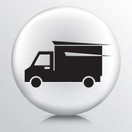 Round White Icon With Silhouette Delivery Courier Service Truck