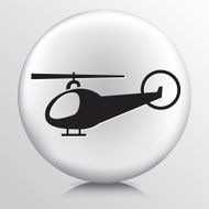 Round White Icon With Silhouette Helicopter