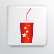 Square Icon With White Stars on Red Fountain Drink Cup