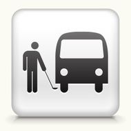 Square Button with Checking Car interface icon