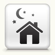 Square Button with Home at Night interface icon