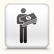 Square Button with Holding Big Bucks interface icon N2