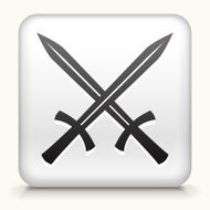Square Button with Two Crossed Swords